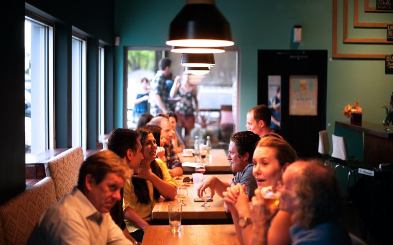 people eating in a restaurant
